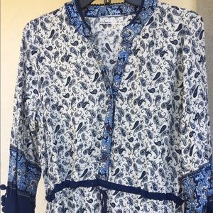 NWOT White & Blue Paisley Dress